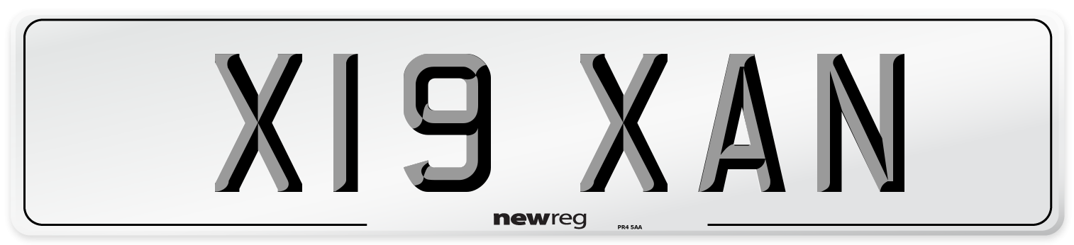 X19 XAN Number Plate from New Reg